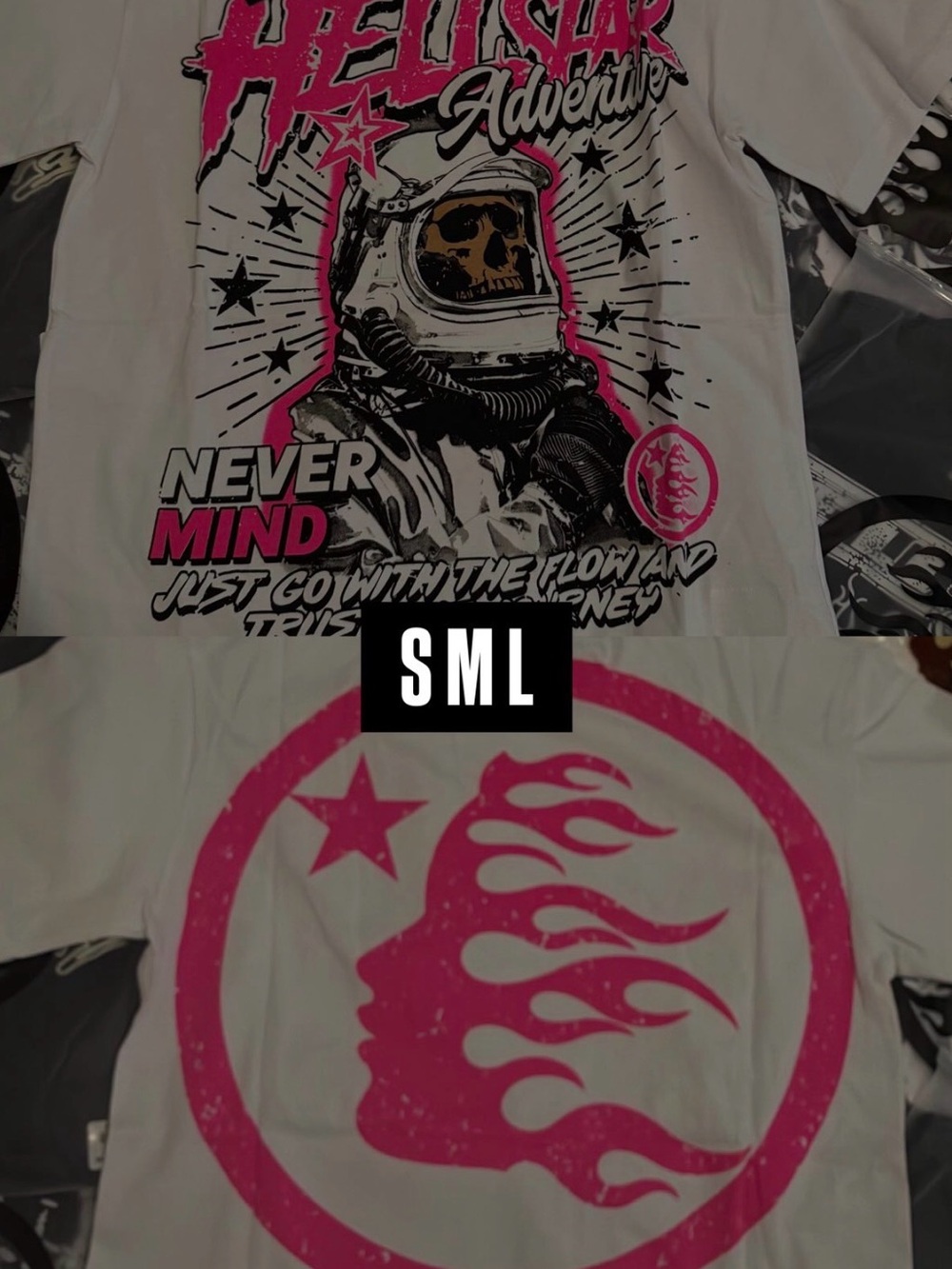 White & Pink Graphic Short Sleeve Tee - Adventure Astronaut Print
